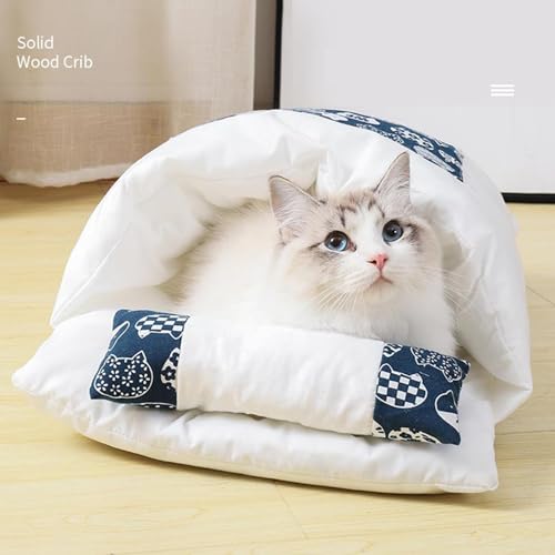 Cat Sleeping Bag nno Deformation Pet Bed Washable Sleep Zone Cuddle Cave Semi Enclosed Cat Kennel Cocoon Pet Bed with Pillow Cozy Winter Tunnel Cat Cave Bag for Cats and Small Dogs