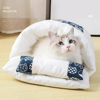 Cat Sleeping Bag nno Deformation Pet Bed Washable Sleep Zone Cuddle Cave Semi Enclosed Cat Kennel Cocoon Pet Bed with Pillow Cozy Winter Tunnel Cat Cave Bag for Cats and Small Dogs